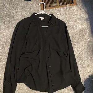 Thin black button up.